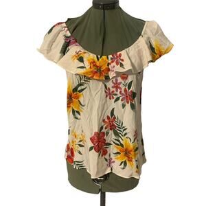 Old Navy Off-Shoulder Top Floral White X-Small